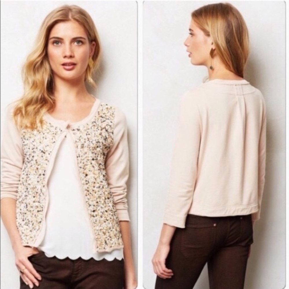 ANTHROPOLOGIE 9-H15 STCL Paillette Beaded Sequin Cardigan P2